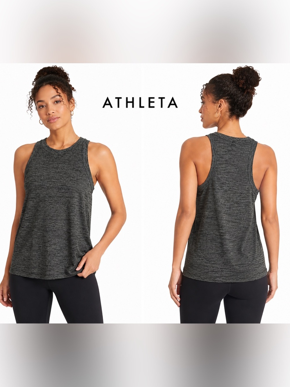 Athleta NWT Running Tank Top Size M Gray Fitted Racerback Sleeveless